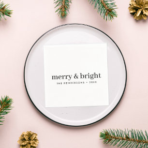 Serviette En Papier Mini-Christmas Merry and Bright Simple White
