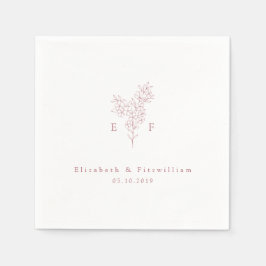 Serviette En Papier Mini-couronne rose cerise fleurie Monogramme