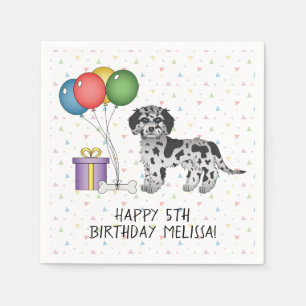 Serviette En Papier Mini Goldendoodle Merle Bleu Dessin Animé Annivers