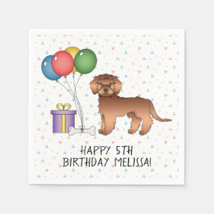 Serviette En Papier Mini Goldendoodle Rouge Anniversaire Chien de Dess