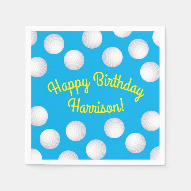 Serviette En Papier Mini Golf Balls Anniversaire Fête Enfants Bleu (Devant)