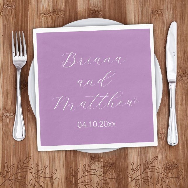 Serviette En Papier Mini-script Calligraphie Lavender Mariage Nap (Créateur téléchargé)