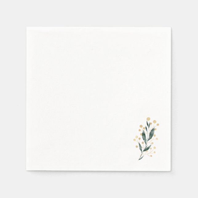 Serviette En Papier Minimal Botanical | Soft Greenery & Gold Accent (Devant)