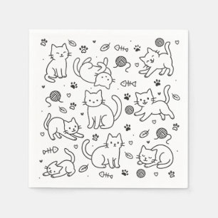 Serviette en papier Minimal Cat Doodle