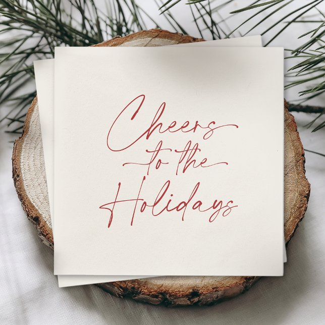 Serviette En Papier Minimal Christmas Napkin “Cheers to the Holidays” (Créateur téléchargé)