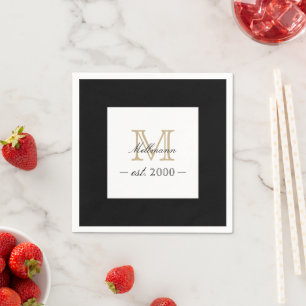 Serviette En Papier Minimal Élégant Monogramme Famille Année de Créati