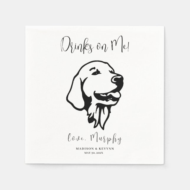 Serviette En Papier Minimal et chic | Mariage de chien serviettes (Devant)