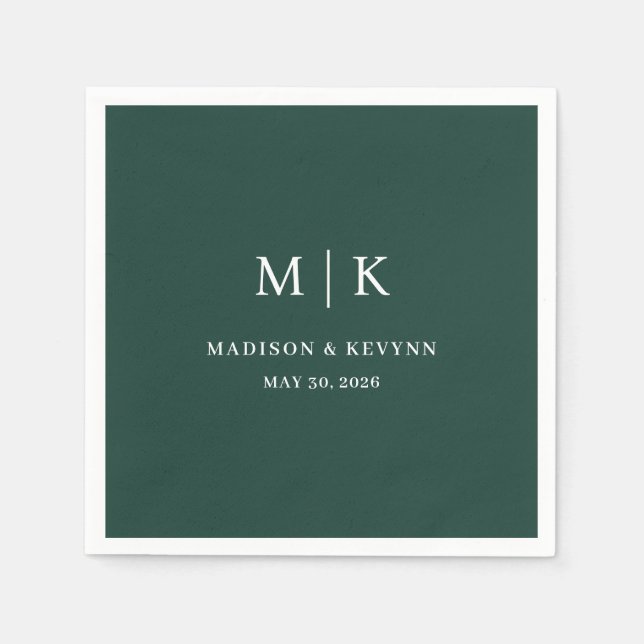 Serviette En Papier Minimal et chic | Mariage noir et blanc (Devant)