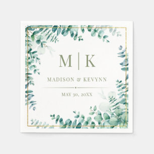 Serviette En Papier Minimal et chic   Serviettes Mariage Eucalyptus
