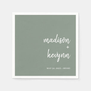 Serviette En Papier Minimal et chic   Serviettes Mariage vertes