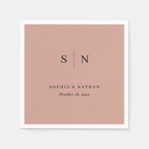 Serviette En Papier Minimal et chic Terracotta et Mariage noir