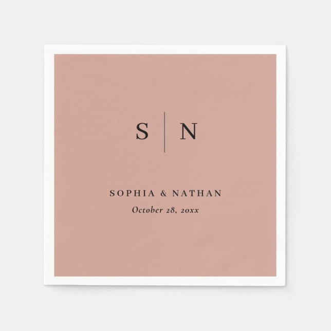 Serviette En Papier Minimal et chic | Terracotta et Mariage noir (Devant)