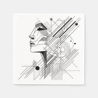 Serviette En Papier Minimal Geometric Face 