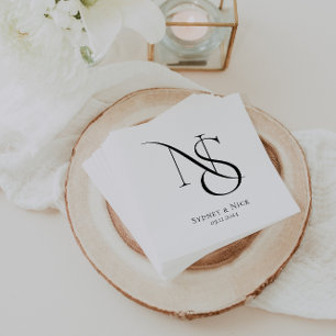 Serviette En Papier Minimal moderne   Monogramme Mariage