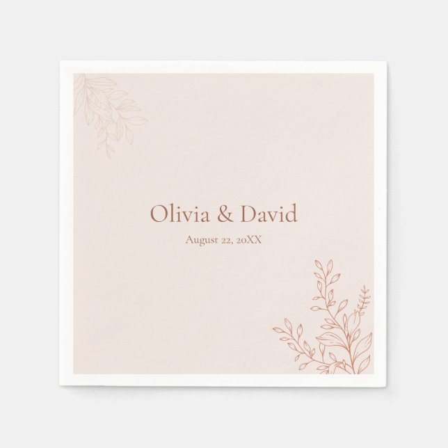 Serviette En Papier Minimal Terracotta Botanical Wedding Napkin (Devant)