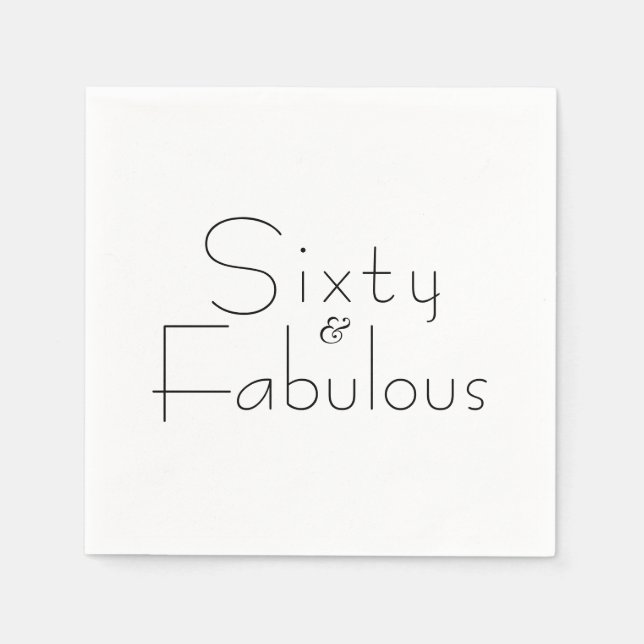 Serviette En Papier Minimalist Black 60 & Fabulous 60th Birthday Party (Devant)