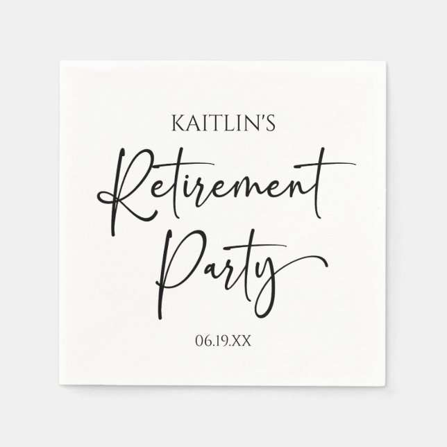 Serviette En Papier Minimalist Modern Elegant Retirement Party (Devant)