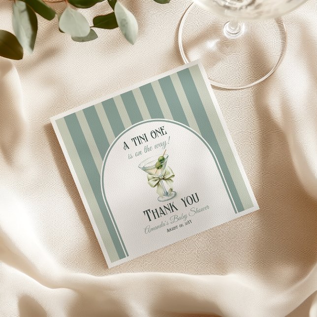 Serviette En Papier Minimalist Retro Bow Tini One Martini Baby Shower (Créateur téléchargé)