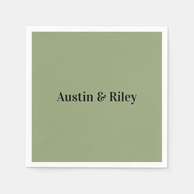 Serviette En Papier Minimalist Sage Green Wedding Napkins (Devant)