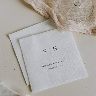 Serviette En Papier Minimaliste et Chic Mariage Blanc et Violet