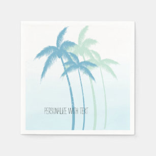 Serviette En Papier Mint Blue Tropical Palm Trees Ombre