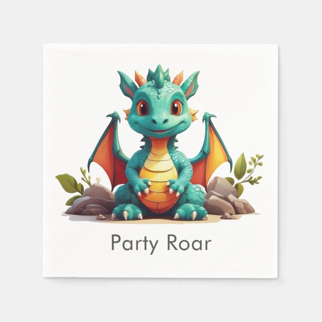 Serviette En Papier Mint Green Bébé Dragon Party Papier à rôtir servie (Devant)