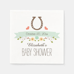 Serviette En Papier Mint Green Horseshoe Baby shower occidental