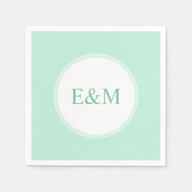 Serviette En Papier Mint Green Modèle Moderne Élégant Monogramme (Devant)
