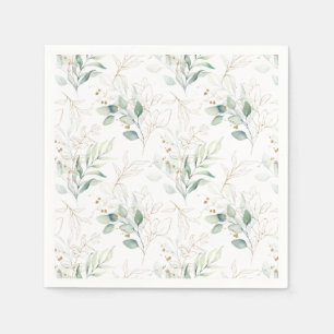 Serviette En Papier Mint Green Pastel Floral Greenery Motif
