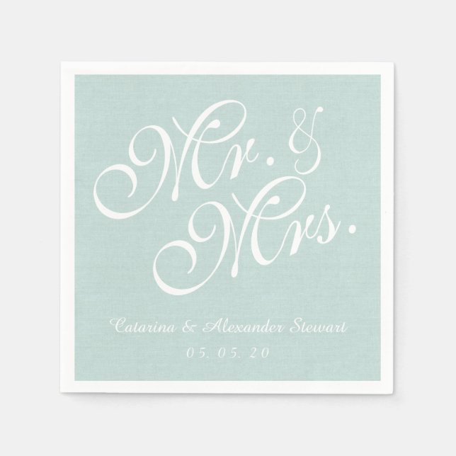 Serviette En Papier Mint Linen M. et Mme Mariage Papier serviettes (Devant)