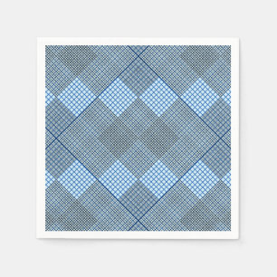 Serviette En Papier Minuscule à damiers 2 tons 04A Lblue BG
