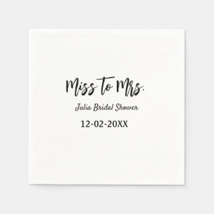 Serviette En Papier Miss to Mrs enterrement de vie de jeune fille chic