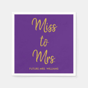 Serviette En Papier Miss to Mrs Enterrement de Vie de Jeune Fille Viol