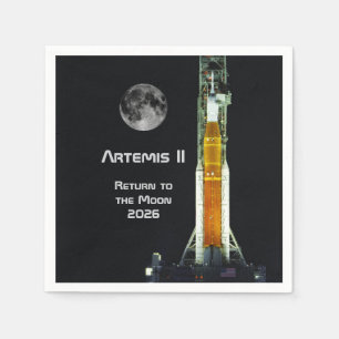 Serviette En Papier Mission Artemis II sur la Lune