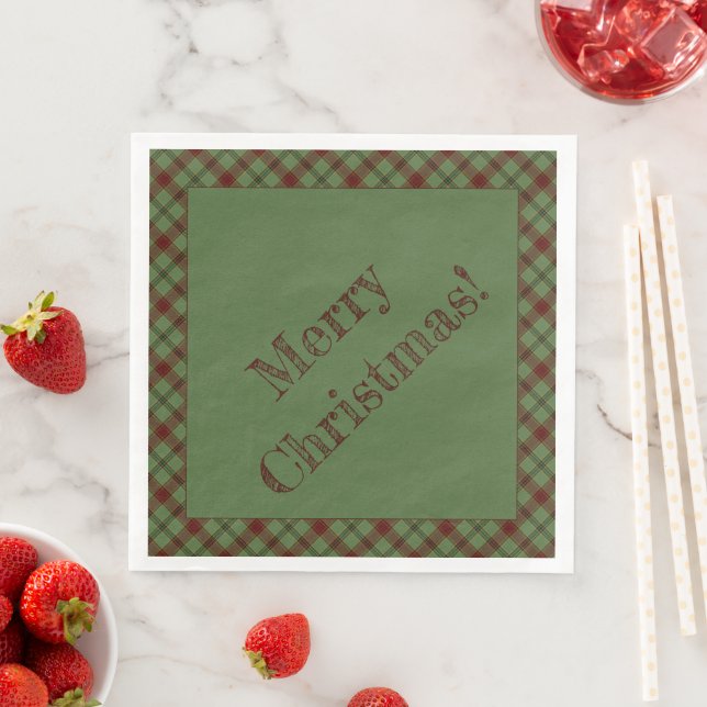 Serviette En Papier Mistletoe & Plaid Holly (En situation)