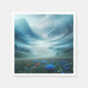 Serviette En Papier Misty Mountain Valley Avec Fleurs sauvages