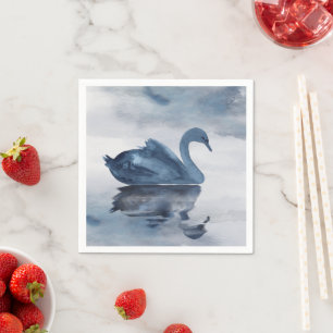 Serviette En Papier Misty Reflections Dusty Blue Swan Lake Mariage