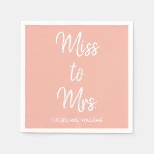 Serviette En Papier Mlle à Mme Fête des mariées Peach Bachelorette Par