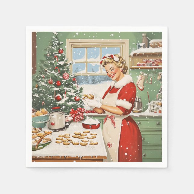 Serviette En Papier Mme Claus Plaisir De La Cuisine De Vacances (Devant)