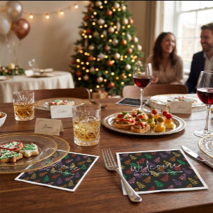 Serviette En Papier Modèle d'arbre de Noël avec nom de famille personn