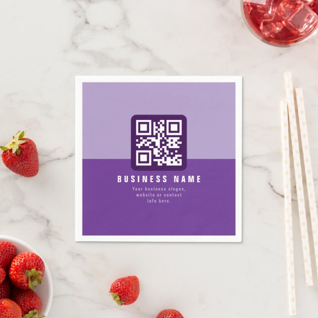 Serviette En Papier Modèle de code QR moderne modifiable | Purples (En situation)