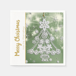 Serviette En Papier Modèle de l'ornement d'arbre de Noël blanc