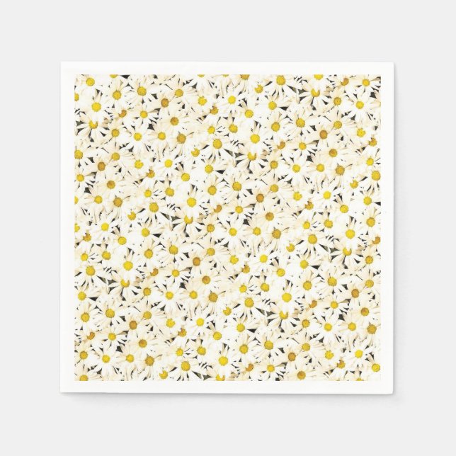 Serviette En Papier Modèle de marguerites blanches jaunes élégantes de (Devant)
