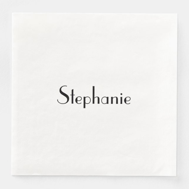 Serviette En Papier Modèle de monogramme de nom noir blanc personnalis (Devant)