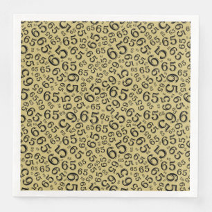 Serviette En Papier Modèle de nombre aléatoire 65e âge Noir/Or