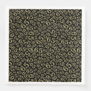 Serviette En Papier Modèle de nombre aléatoire 65e âge Noir/Or