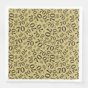 Serviette En Papier Modèle de nombre aléatoire 70 ans noir/or