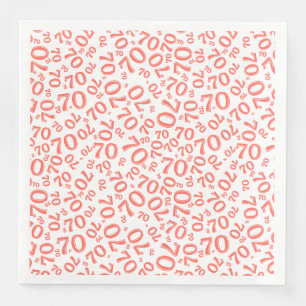 Serviette En Papier Modèle de nombre aléatoire de 70 ans corail/blanc
