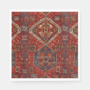 Serviette En Papier Modèle de tapis Oriental en rouge foncé no5