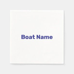 Serviette En Papier Modèle de texte blanc et bleu pour nom de bateau